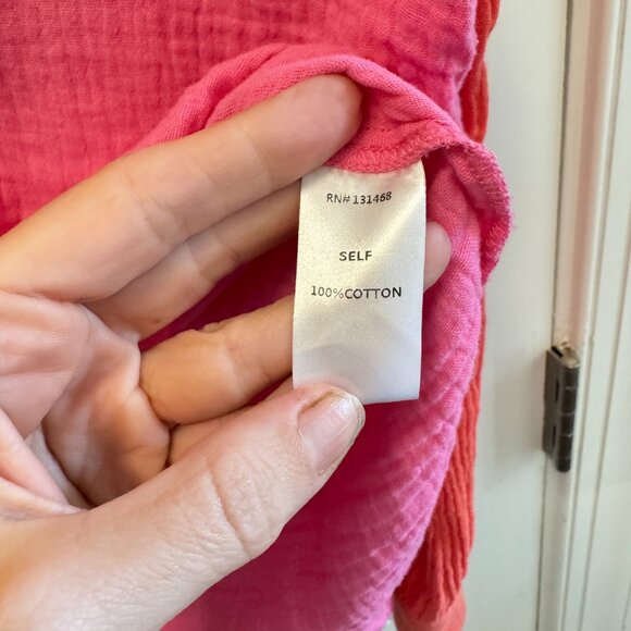 Colorblock 100% Cotton Women's Size L Gauze Button Down Bright Colorful Blouse - Picture 4 of 6